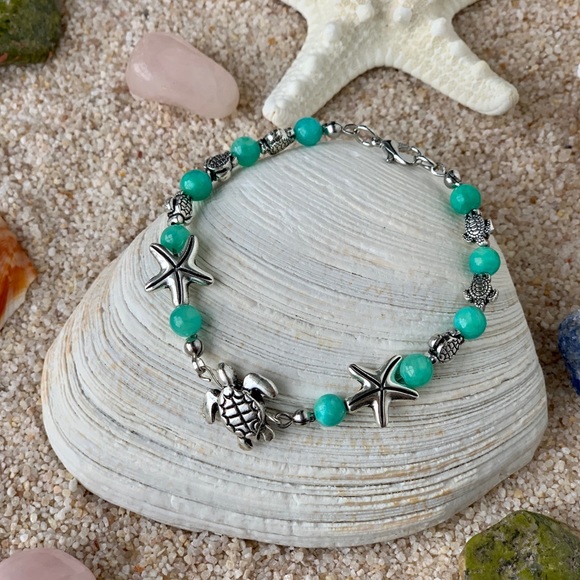 🌴🐚 Aqua Quartz Bracelet - Picture 4 of 9